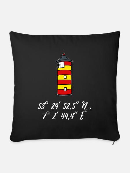 Leuchtturm Pilsum Krummhörn Koordinaten - Sofakissenbezug 45 x 45 cm - Schwarz