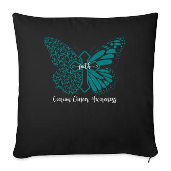 Ovarian Cancer Faith Butterfly Cross Gift - Sofa pillowcase 17,3'' x 17,3'' (45 x 45 cm) - black - Front