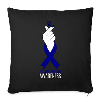 Colon Cancer Awareness Kpop Finger Heart Gift - Sofa pillowcase 17,3'' x 17,3'' (45 x 45 cm) - black - Front