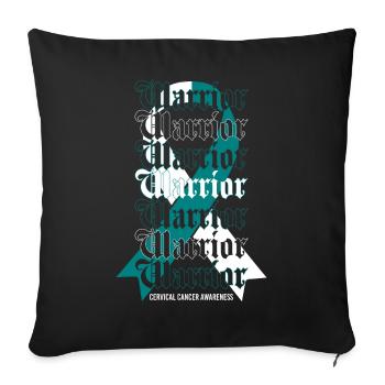Cadeau guerrier de la conscience du cancer du col de l’utérus - Housse de coussin décorative 45 x 45 cm - noir - Devant