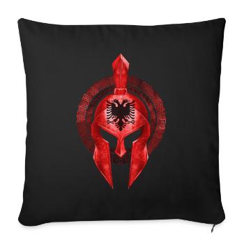 Spartaner Helm Albanien Flagge - Sofakissenbezug 45 x 45 cm - Schwarz - Vorne