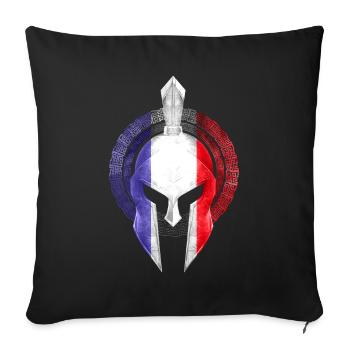 Spartaner Helm Frankreich Flagge - Sofakissenbezug 45 x 45 cm - Schwarz - Vorne