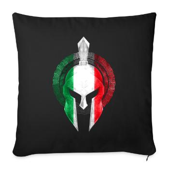 Spartaner Helm Italien Flagge - Sofakissenbezug 45 x 45 cm - Schwarz - Vorne