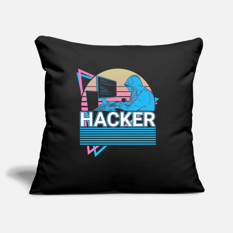 Hacker Coding Programmer Vaporwave Esthétique Housse de coussin décorative 45 x 45 cm