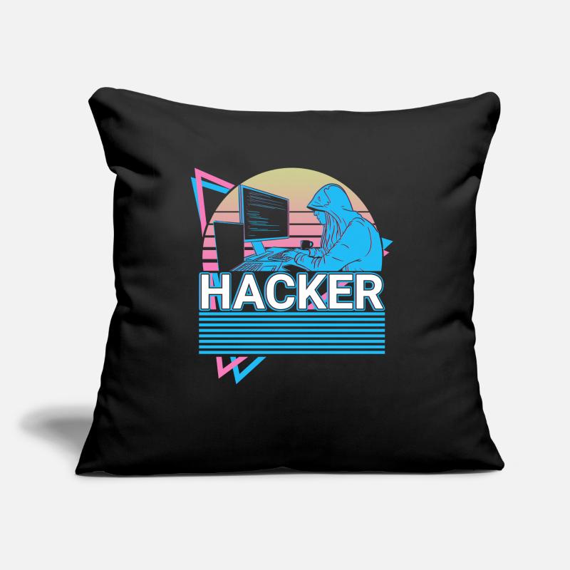 Hacker Coding Programmer Vaporwave Esthétique Housse de coussin décorative 45 x 45 cm