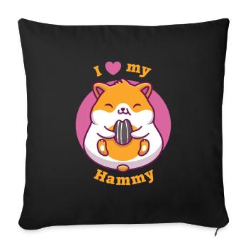 J’aime mon hamster Hammy - Housse de coussin décorative 45 x 45 cm - noir - Devant