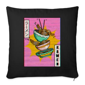 Ramen Noodles Vaporwave Aesthetic Glitch Cadeau - Housse de coussin décorative 45 x 45 cm - noir - Devant