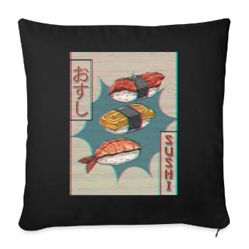 Sushi Japonais Vaporwave Esthétique Glitch Gesc - Housse de coussin décorative 45 x 45 cm - noir - Devant