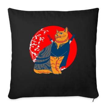 Samurai Japan Fighter Art japonais - Housse de coussin décorative 45 x 45 cm - noir - Devant