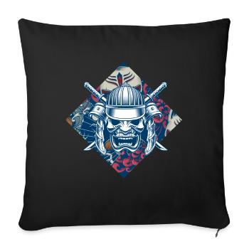 Samurai Japan Mask Art japonais - Housse de coussin décorative 45 x 45 cm - noir - Devant
