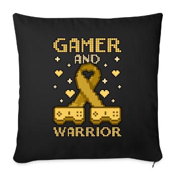 Childhood Cancer Awareness Gamer And Warrior - Sofa pillowcase 17,3'' x 17,3'' (45 x 45 cm) - black - Front