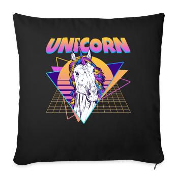 Licorne Vaporwave Esthétique Rétro - Housse de coussin décorative 45 x 45 cm - noir - Devant