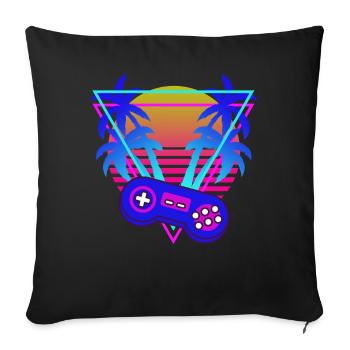 Gamer Gaming Controller Vaporwave Esthétique - Housse de coussin décorative 45 x 45 cm - noir - Devant