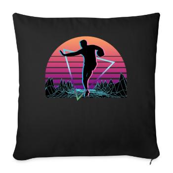 Joueur de rugby Vaporwave Esthétique Rétro - Housse de coussin décorative 45 x 45 cm - noir - Devant