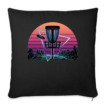 Disc Golf Vaporwave Esthétique Rétro - Housse de coussin décorative 45 x 45 cm - noir - Devant