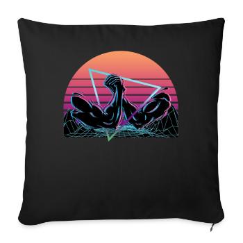 Arm Wrestling Vaporwave Esthétique Rétro - Housse de coussin décorative 45 x 45 cm - noir - Devant
