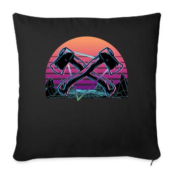 Axe Throwing Vaporwave Aesthetic Retro - Sofakissenbezug 45 x 45 cm - Schwarz - Vorne