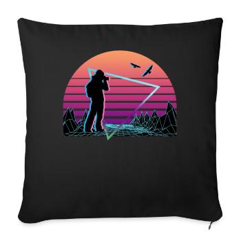 Birdwatcher Birdwatching Vaporwave Aesthetic - Sofa pillowcase 17,3'' x 17,3'' (45 x 45 cm) - black - Front