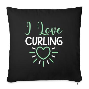 I love curling - Sofa pillowcase 17,3'' x 17,3'' (45 x 45 cm) - black - Front