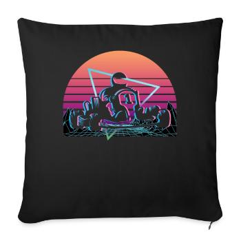 Go Kart Racing Vaporwave Aesthetic Retro - Sofa pillowcase 17,3'' x 17,3'' (45 x 45 cm) - black - Front