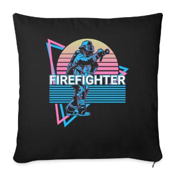 Firefighter Retro Gift - Sofa pillowcase 17,3'' x 17,3'' (45 x 45 cm) - black - Front