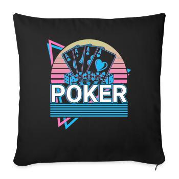Cadeau Rétro Poker - Housse de coussin décorative 45 x 45 cm - noir - Devant