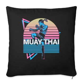 Muay Thai Rétro Cadeau - Housse de coussin décorative 45 x 45 cm - noir - Devant
