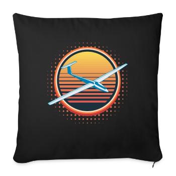 Glider Segelflugzeug Segelflieger - Sofakissenbezug 45 x 45 cm - Schwarz - Vorne