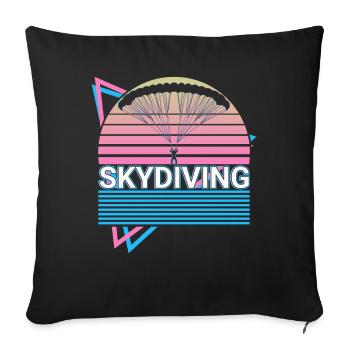 Parachutisme Parachutiste Retro Gesche - Housse de coussin décorative 45 x 45 cm - noir - Devant