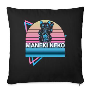 Maneki Neko Cat Retro Gift - Sofa pillowcase 17,3'' x 17,3'' (45 x 45 cm) - black - Front