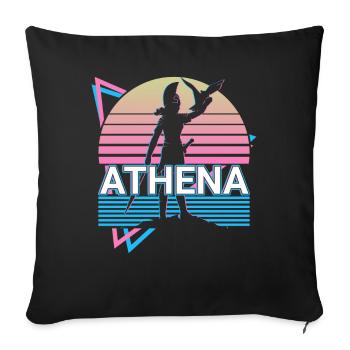 Athéna Déesse grecque de la Sagesse et Kri - Housse de coussin décorative 45 x 45 cm - noir - Devant
