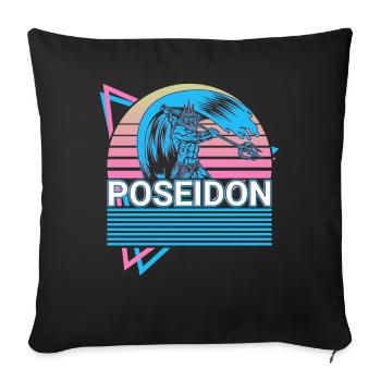 Poseidon Greek God of the Sea Retro Gesche - Sofa pillowcase 17,3'' x 17,3'' (45 x 45 cm) - black - Front