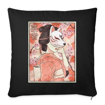 Geisha Kitsune Mask Japanese Gift - Sofa pillowcase 17,3'' x 17,3'' (45 x 45 cm) - black - Front