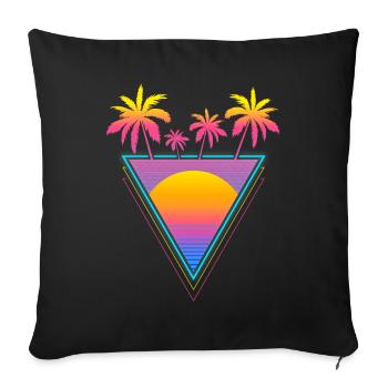 Vaporwave Aesthetic Retro Sunset Palm - Sofa pillowcase 17,3'' x 17,3'' (45 x 45 cm) - black - Front