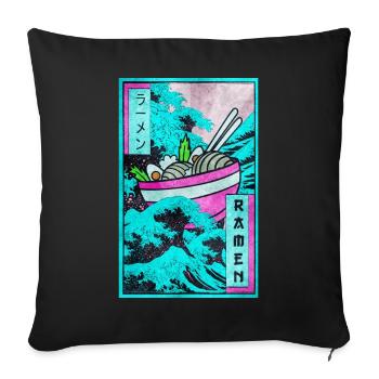 Ramen Kanagawa Wave Vaporwave Aesthetic Taste - Sofa pillowcase 17,3'' x 17,3'' (45 x 45 cm) - black - Front