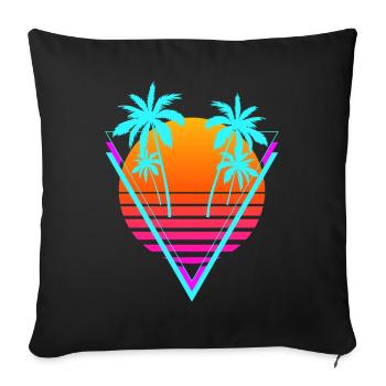 Vaporwave Aesthetic Retro Sunset Palm - Sofa pillowcase 17,3'' x 17,3'' (45 x 45 cm) - black - Front