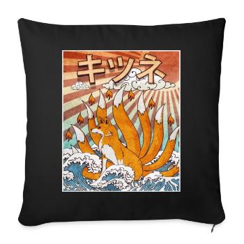 Kaiju Kitsune Nine-tailed Fox Kanagawa Gesch - Sofa pillowcase 17,3'' x 17,3'' (45 x 45 cm) - black - Front