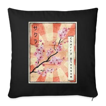 Sakura Cherry Blossom Japanese Aesthetic Gift - Sofa pillowcase 17,3'' x 17,3'' (45 x 45 cm) - black - Front