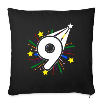 9 years old 9th birthday party number 9 - Sofa pillowcase 17,3'' x 17,3'' (45 x 45 cm) - black - Front