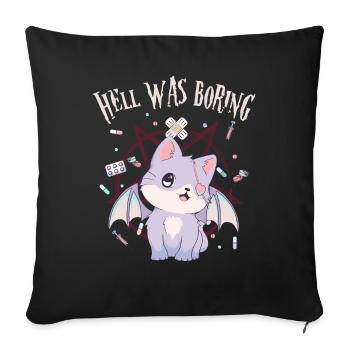 Kawaii Cat Pentagram Hell Was Boring Gesch - Sofa pillowcase 17,3'' x 17,3'' (45 x 45 cm) - black - Front
