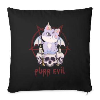 Kawaii Cat Skull Pentagram Ronronnant mal ok - Housse de coussin décorative 45 x 45 cm - noir - Devant