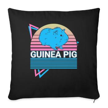 Cochon d’Inde Rétro - Housse de coussin décorative 45 x 45 cm - noir - Devant