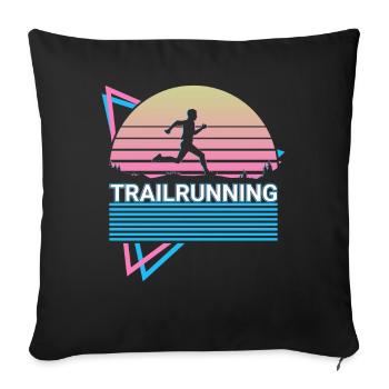 Trail Running Trail Runner Rétro - Housse de coussin décorative 45 x 45 cm - noir - Devant