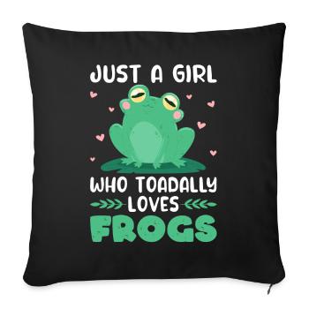 Grenouille Seulement une fille qui aime les crapauds Grenouilles - Housse de coussin décorative 45 x 45 cm - noir - Devant