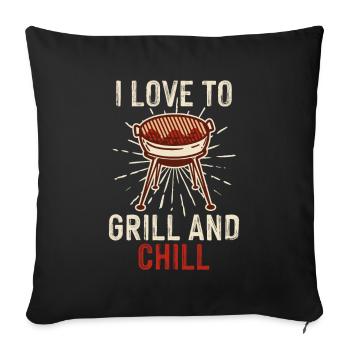 J’adore griller et refroidir les amateurs de grillades Griller - Housse de coussin décorative 45 x 45 cm - noir - Devant