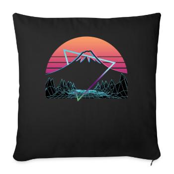 Mount Fuji Fujiyama Fuji San Vaporwave Aesthetics - Sofa pillowcase 17,3'' x 17,3'' (45 x 45 cm) - black - Front