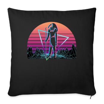 Thoth Ägyptischer Gott Ägypten Vaporwave Ästhetik - Sofakissenbezug 45 x 45 cm - Schwarz - Vorne