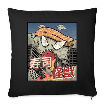 Kaiju Sushi Kanagawa Wve Japanese Aesthetics - Sofa pillowcase 17,3'' x 17,3'' (45 x 45 cm) - black - Front