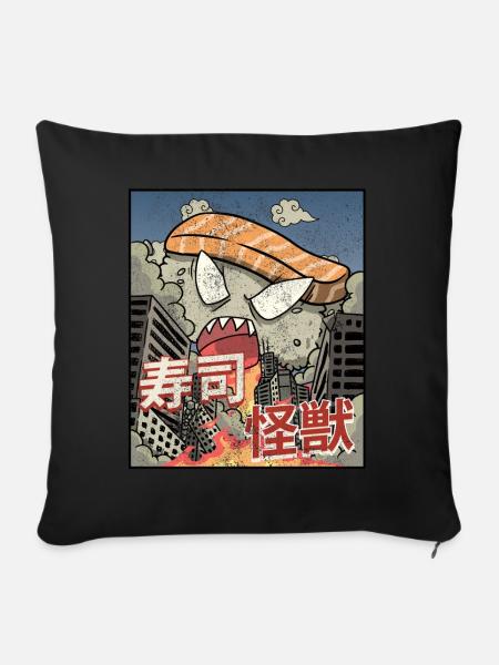 Kaiju Sushi Kanagawa Wve Japanische Ästhetik - Sofakissenbezug 45 x 45 cm - Schwarz