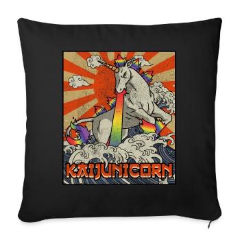 Kaiju Unicorn Kanagawa Wave Kaijunicorn - Sofa pillowcase 17,3'' x 17,3'' (45 x 45 cm) - black - Front